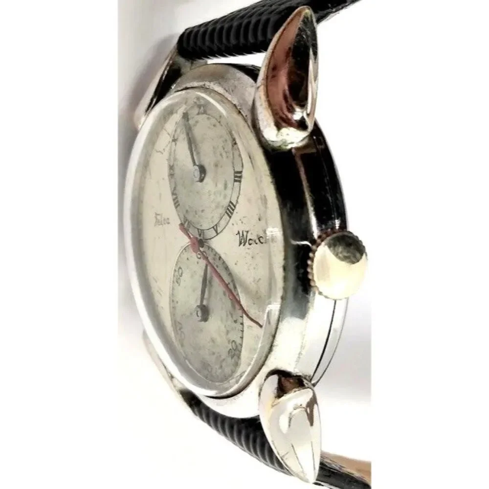 Rare Vintage Felca Regulator Men's Watch Swiss Silver Tone Retro Wristwatch